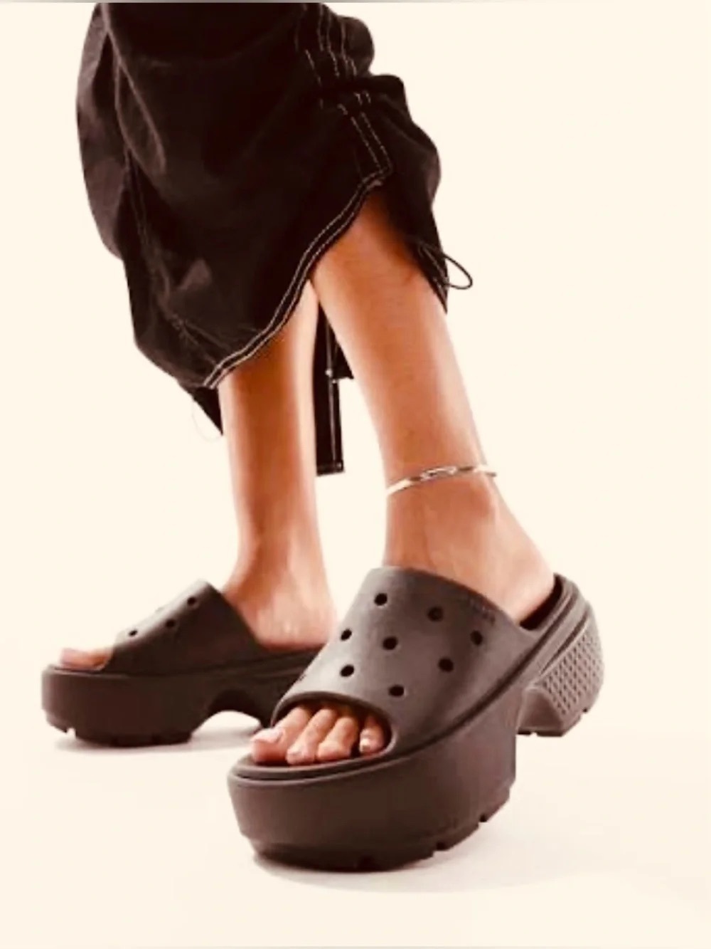Women’s Dark Purple Crocs Platform Clog Mules - Slip-On Comfort